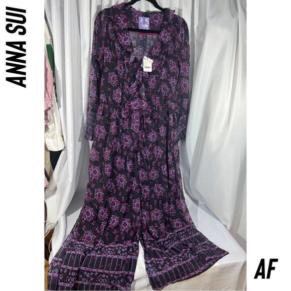 FREE PEOPLE BY ANNA SUI THE CASSIEL PRINT JUMPSUIT IN BLACK COMBO NWT - Picture 11 of 12